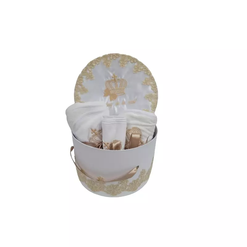 Set Trusou Botez Biserica Complet 8 Piese, cu Dantela - BAB216