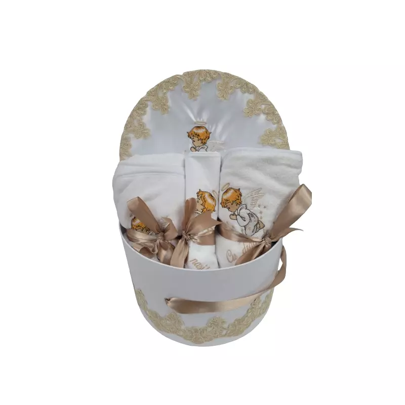 Set Trusou Botez Biserica Complet 8 Piese, cu Dantela - BAB221