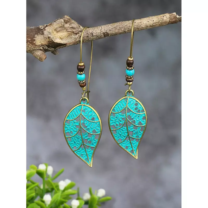 Cercei Frunza Albastru Menta - 00894