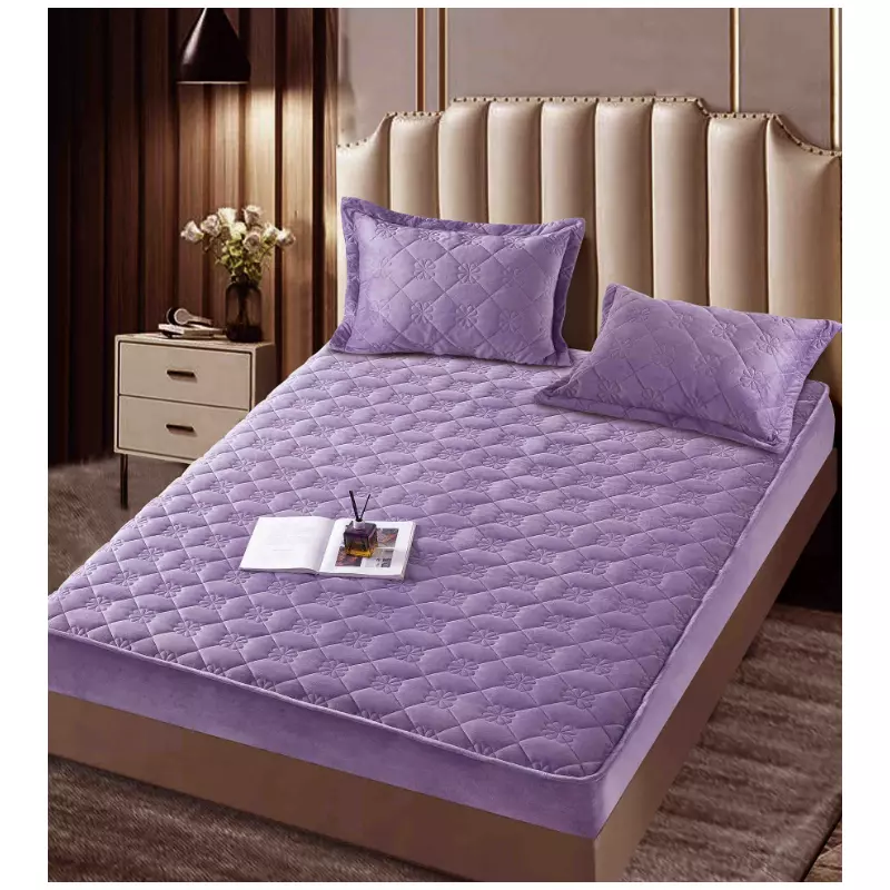 Husa de Saltea Tip Topper cu Elastic + 2 Fete de Perna, Mov 140X200- JOJ06