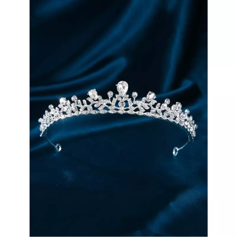 Diadema Mireasa cu Strsuri,Argintie -04800