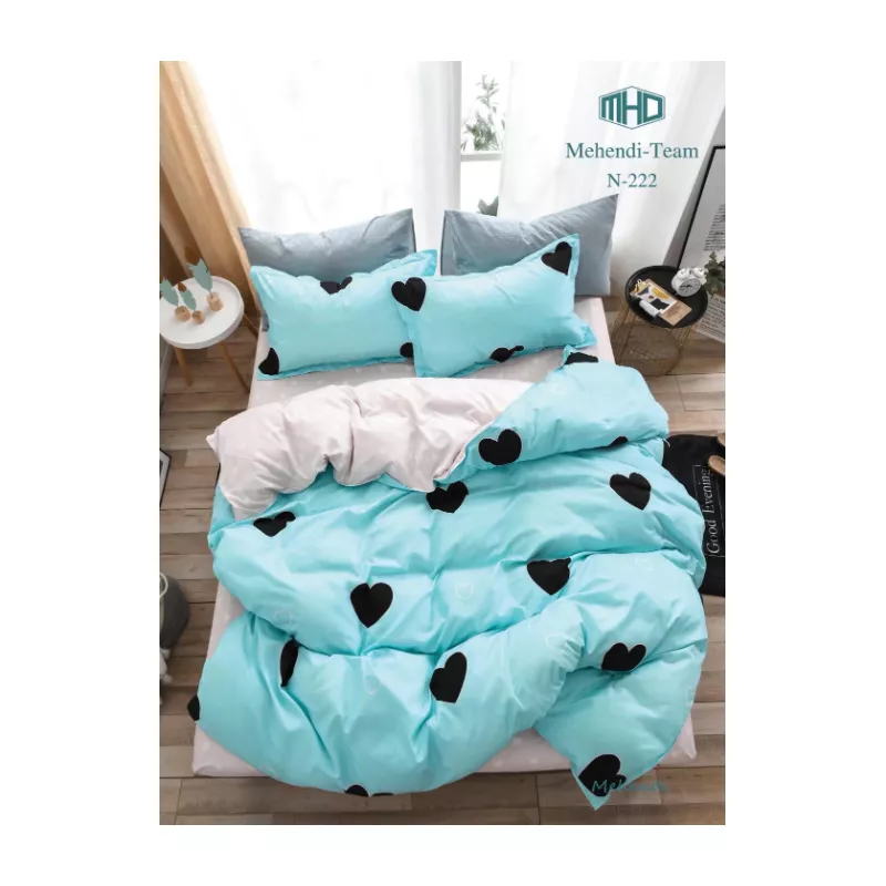 Lenjerie de Pat Dublu, Bumbac Finet, 6 Piese - SIPRR60-360