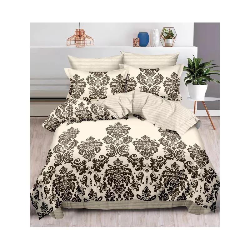 Lenjerie de Pat Dublu, Bumbac Finet, 6 Piese - SIPRR60-399
