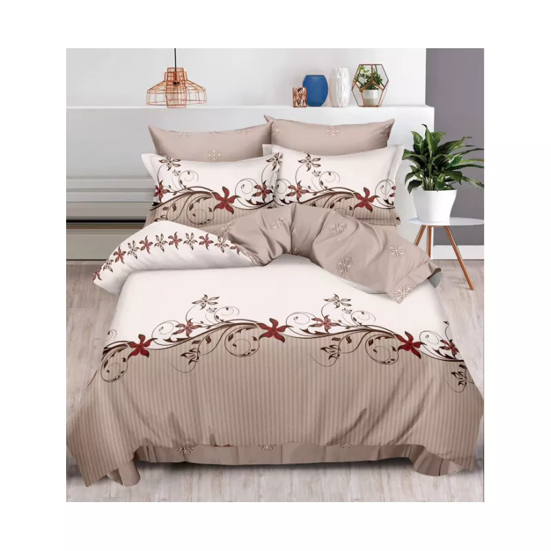Lenjerie de Pat Dublu, Bumbac Finet, 6 Piese - SIPRR60-453