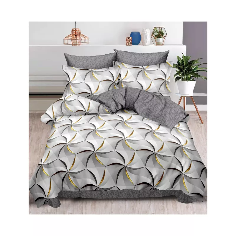 Lenjerie de Pat Dublu, Bumbac Finet, 6 Piese - SIPRR60-478