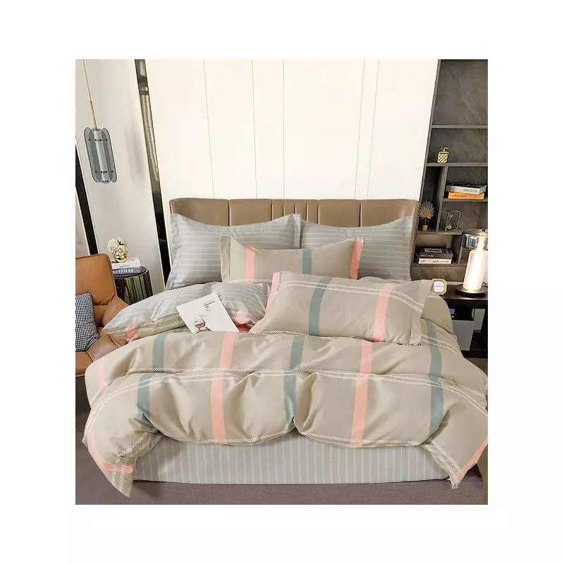 Lenjerie de Pat Dublu, Bumbac Finet, 6 Piese - SIPRR60-501
