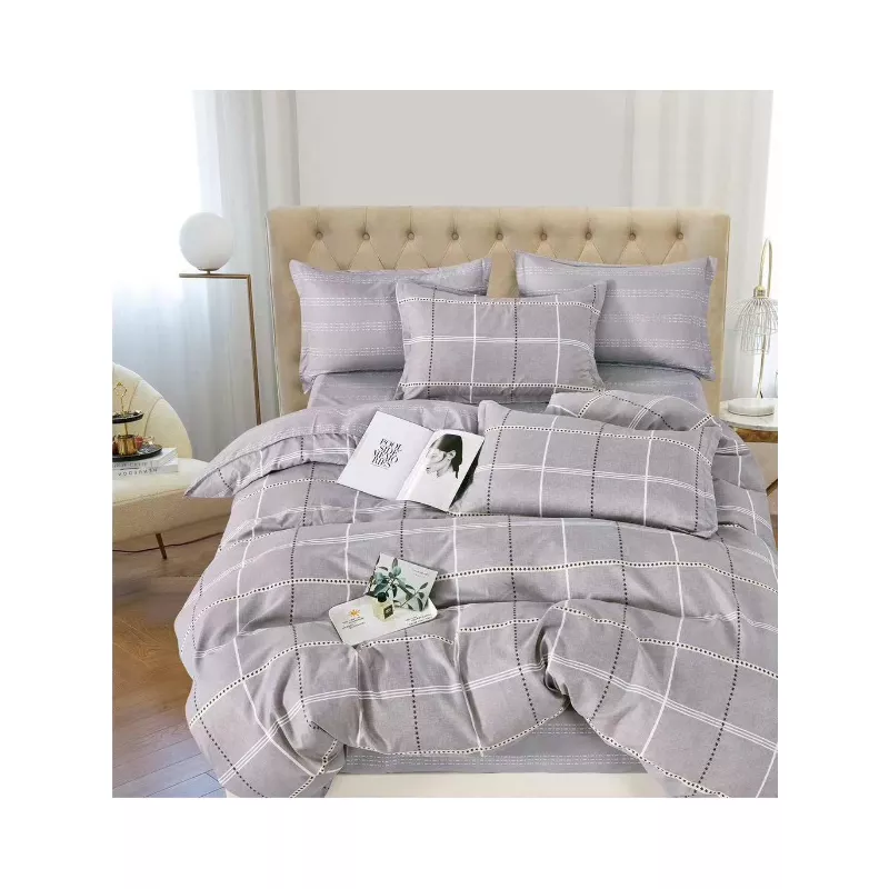Lenjerie de Pat Dublu, Bumbac Finet, 6 Piese - SIPRR60-509