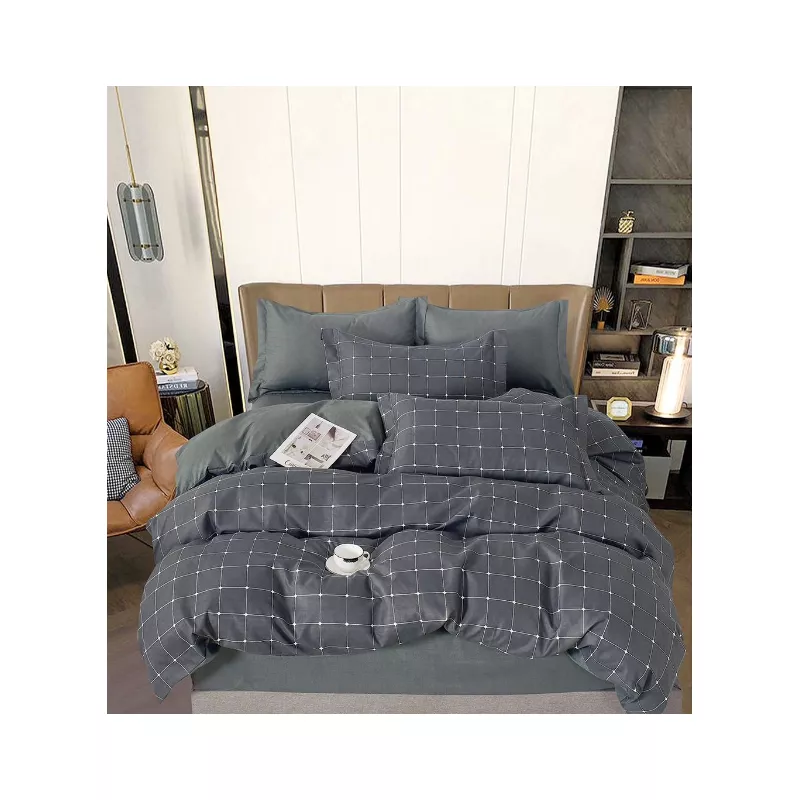 Lenjerie de Pat Dublu, Bumbac Finet, 6 Piese - SIPRR60-529