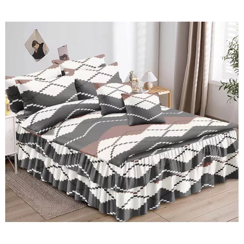 Lenjerie de Lux cu Volanase pentru pat dublu din Bumbac FINET Gros - VLR49