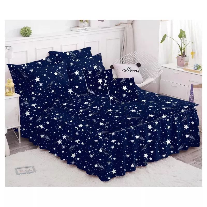 Lenjerie de Lux cu Volanase pentru pat dublu din Bumbac FINET Gros - VLR31