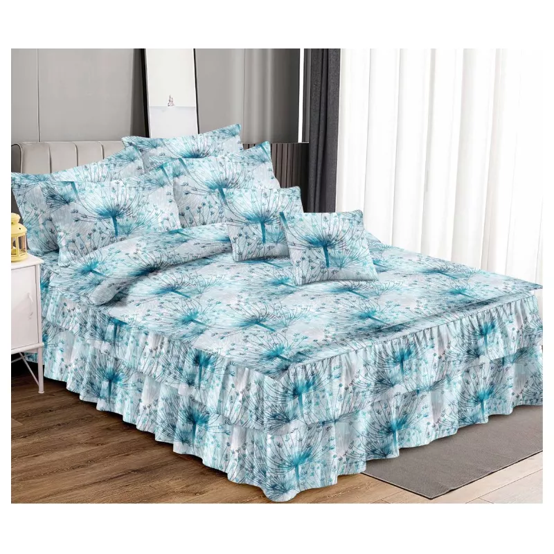 Lenjerie de Lux cu Volanase pentru pat dublu din Bumbac FINET Gros - VLR32
