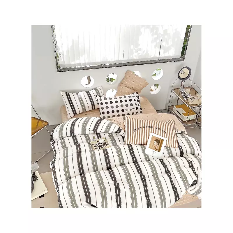 Lenjerie de Pat Dublu, Bumbac Finet, 6 Piese - SIPRR60-537