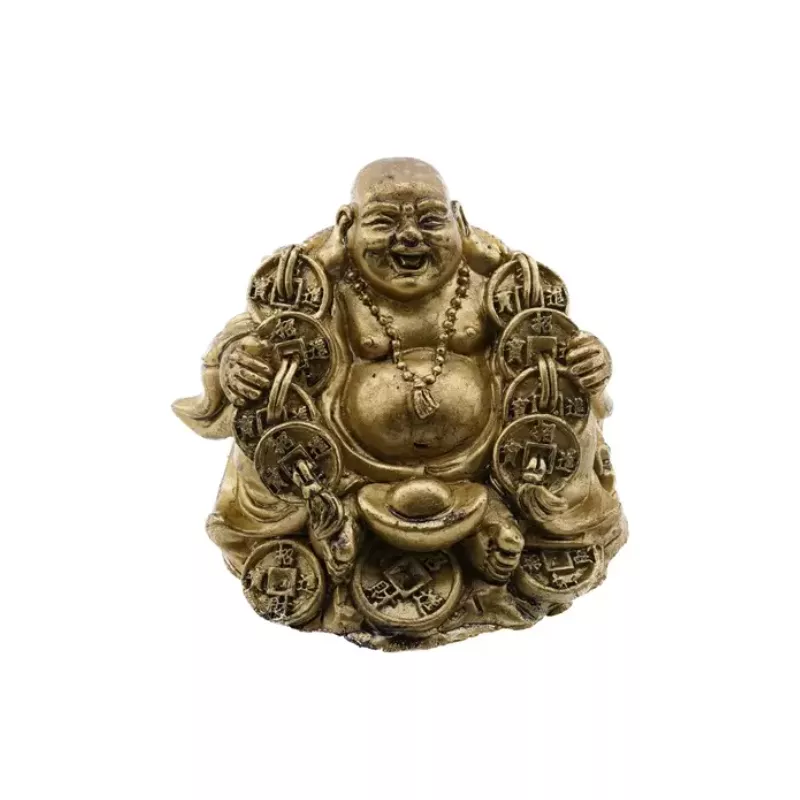 Statueta Feng Shui Buddha cu Salba si Pepita 6 cm - INVFS69