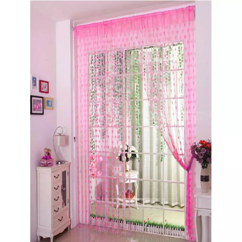 Perdea Franjuri 100 x 200cm - Roz cu Inimioare - 04738