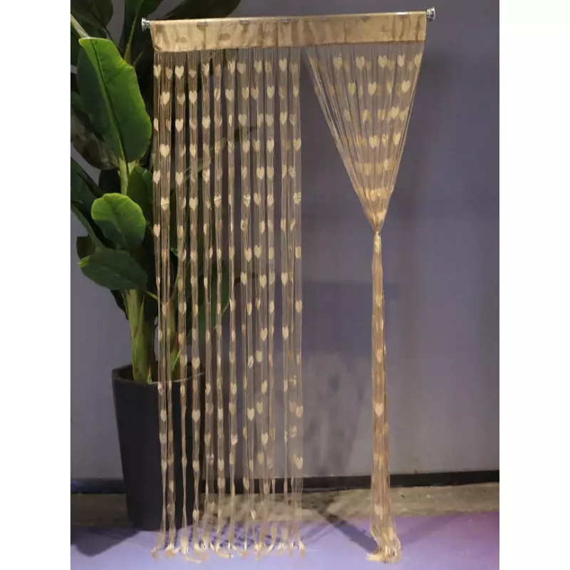 Perdea Franjuri 100 x 200cm - Aurie cu Inimioare -  33302