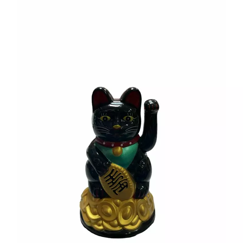 Pisica Maneki Neko Neagra 11cm - INV1300