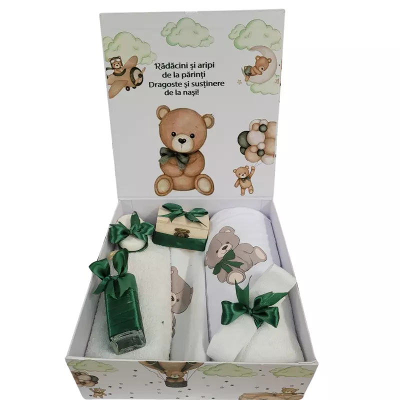 Trusou Botez Ursulet Verde Inchis, 8 Piese - TB06