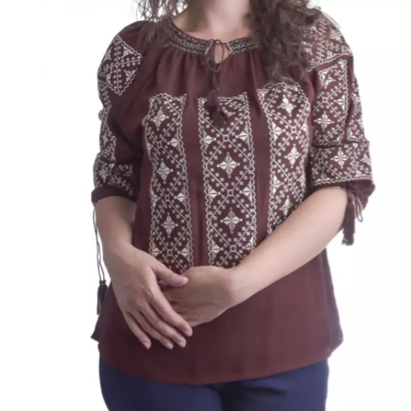 Bluza Maro cu Motiv Geometric Auriu - BMG185