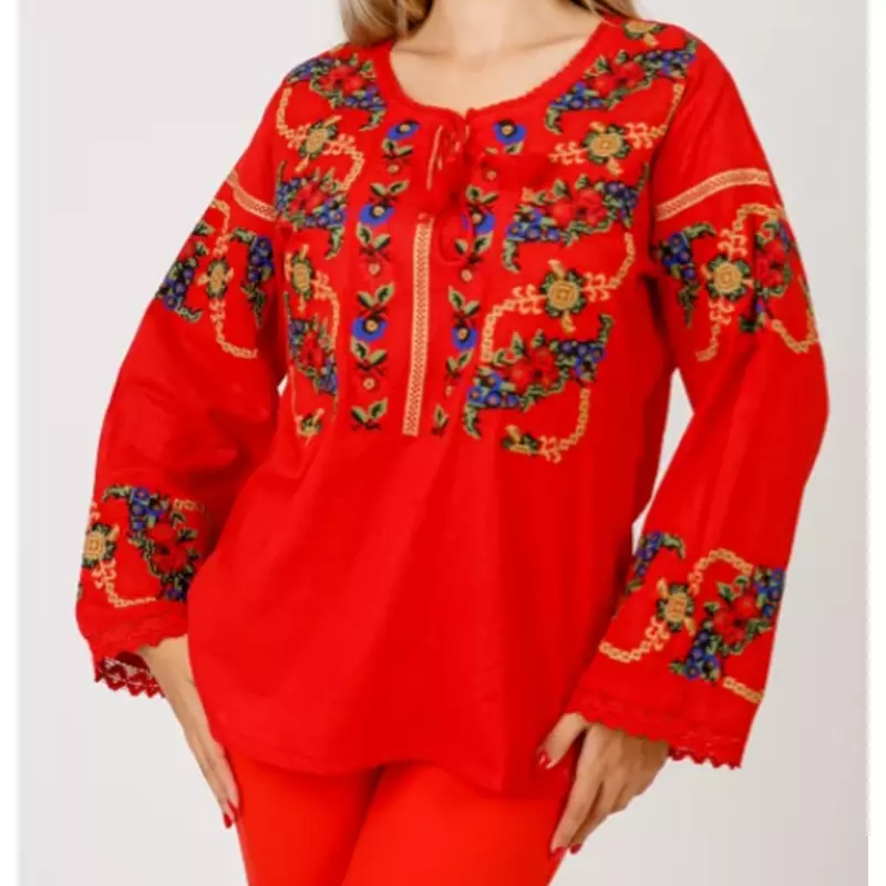 Bluza Rosie cu Motiv Floral Multicolor - BMG106