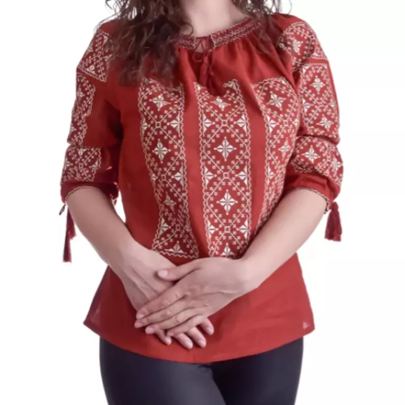 Bluza Rosie cu Motiv Geometric Alb - BMG117