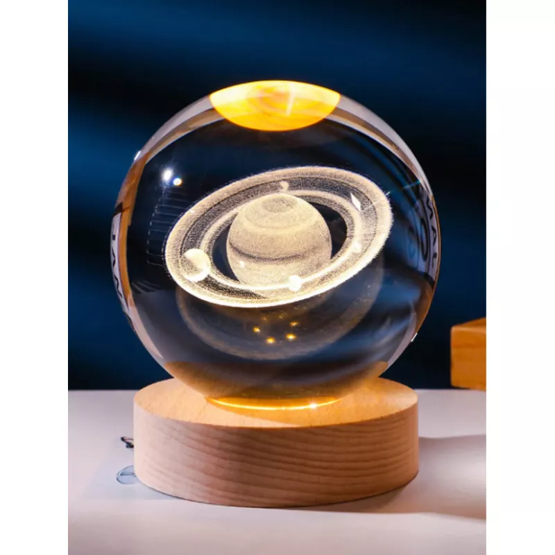 Lampa Decorativa 3D - Minge de Cristal - Saturn - 67738