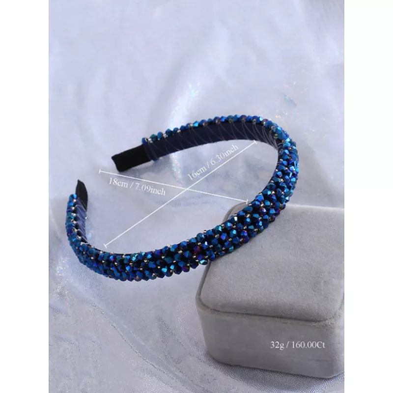 Bentita de Par Albastra Cristal cu Margele - 88825