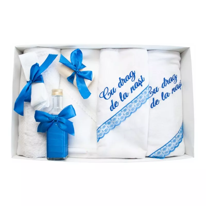 Trusou Botez cu 7 piese personalizat cu broderie - 