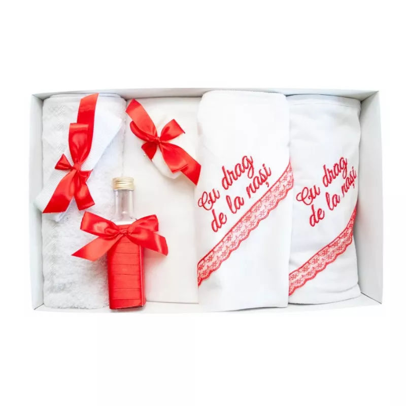 Trusou Botez cu 7 piese personalizat cu broderie - 
