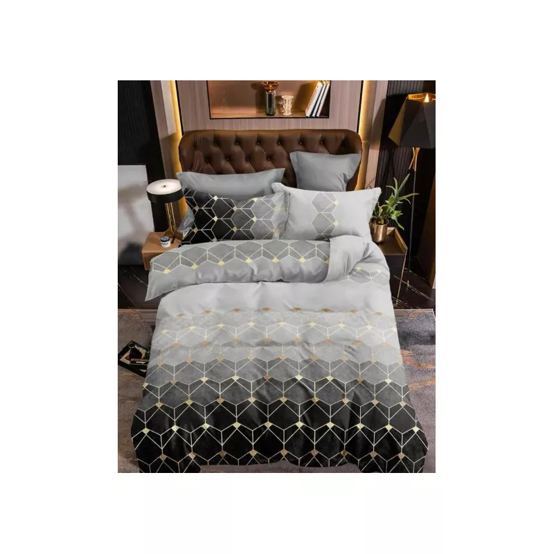Lenjerie de Pat Dublu Bumbac FINET, 6 Piese , Model Geometric - ION76