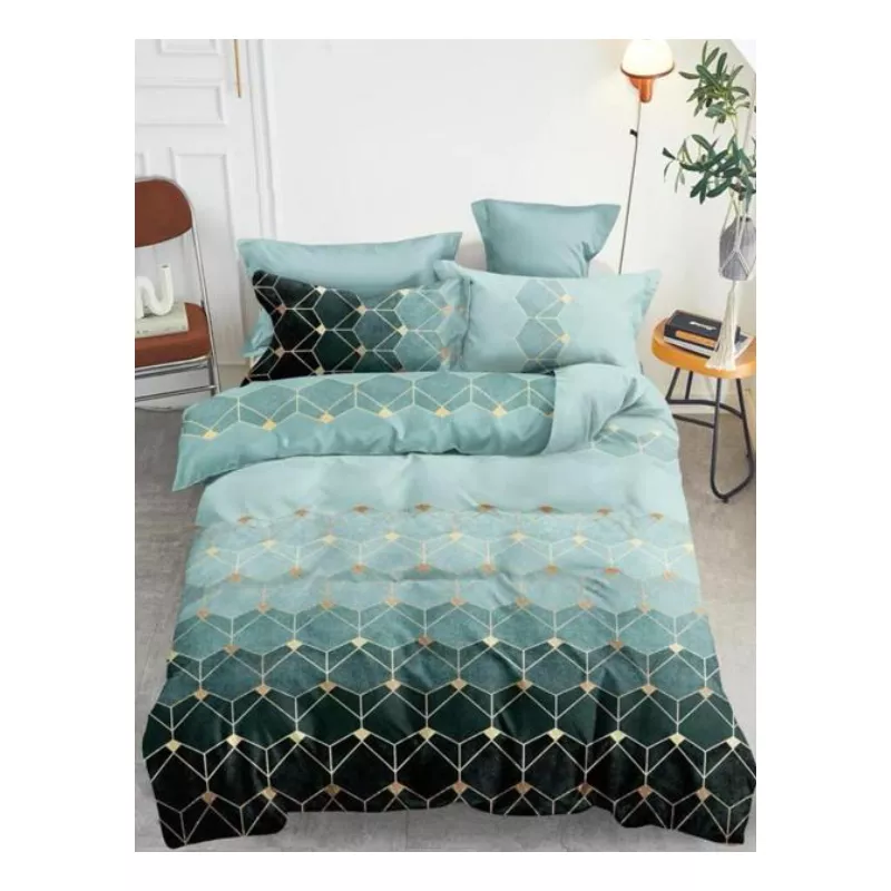 Lenjerie de Pat Dublu Bumbac FINET, 6 Piese , Model Geometric - ION77