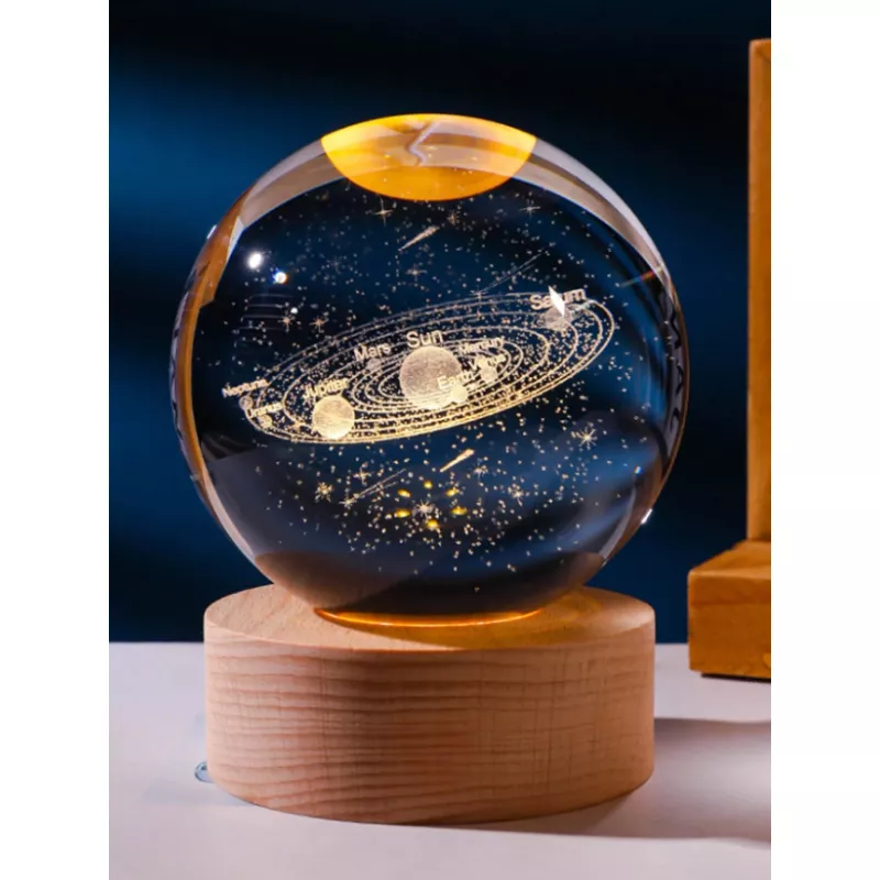 Lampa Decorativa 3D - Minge de Cristal - Sistemul Solar - 58595