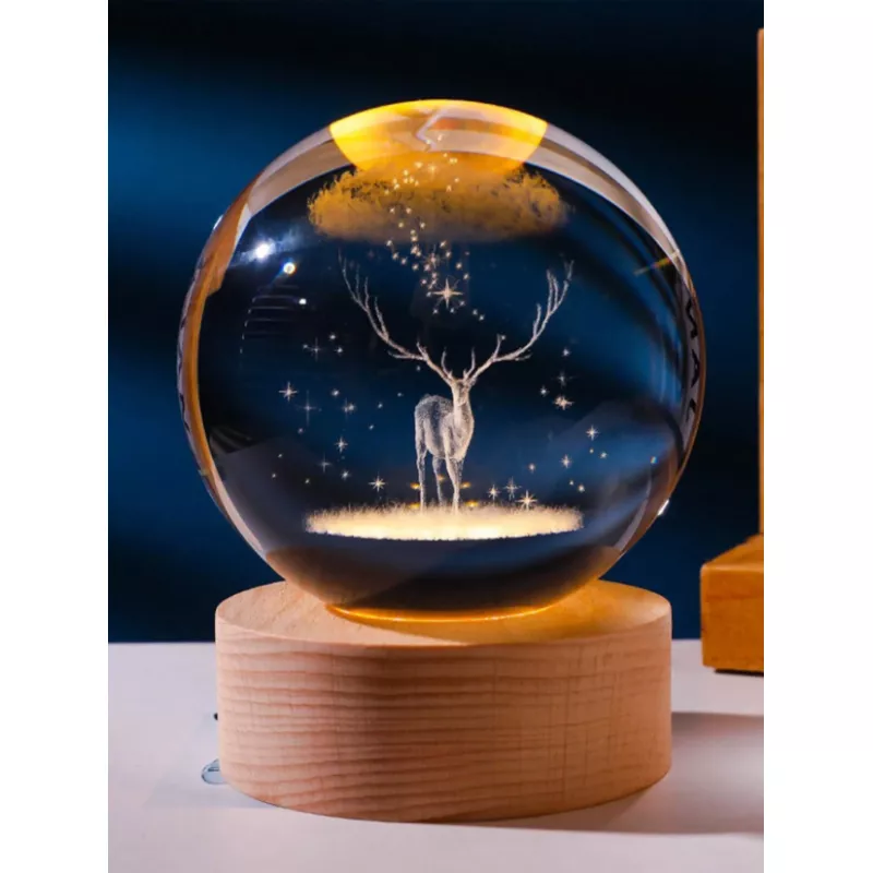 Lampa Decorativa 3D - Minge de Cristal - Cerb - 75756