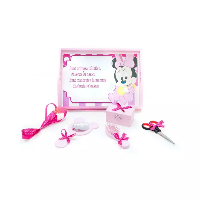 Tavita Turta cu 6 Piese - Baby Minnie Roz- TPT12