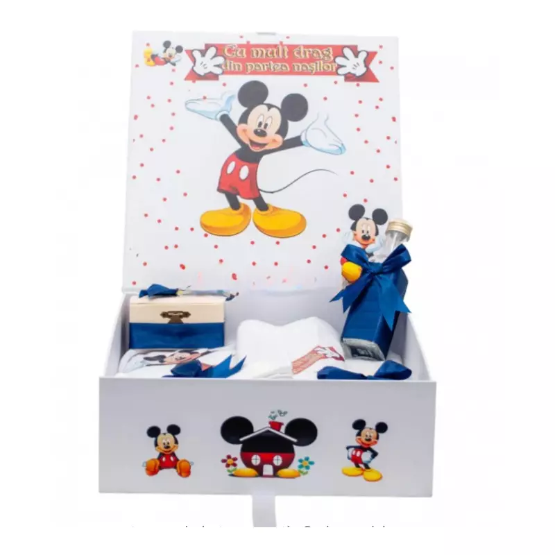 Trusou Botez cu 8 Piese, Mikey Mouse, Culoare Albastru Regal - TB31