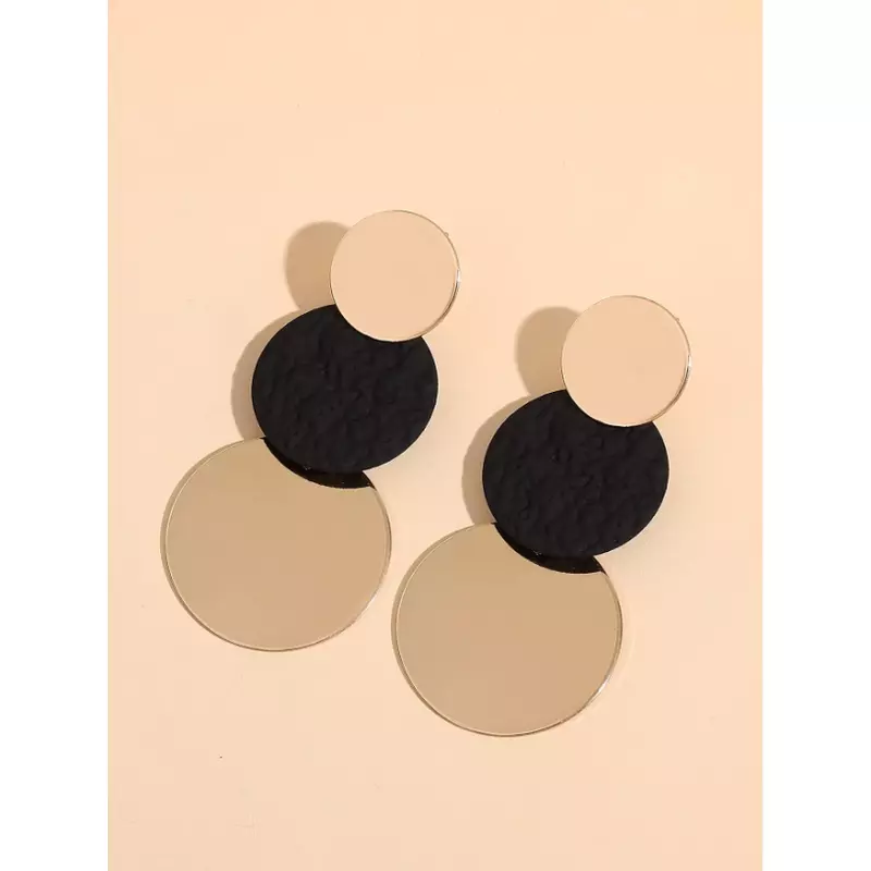 Cercei Lungi Auriu, Negru, 3 Cercuri - 47239