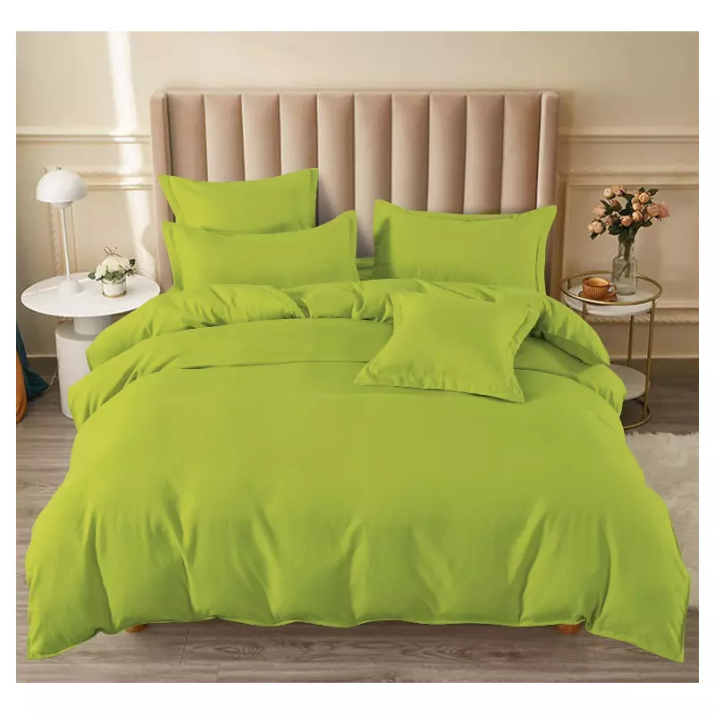 Lenjerie de pat dublu Bumbac Finet 6 Piese cu Elastic, Verde - SIPRT172