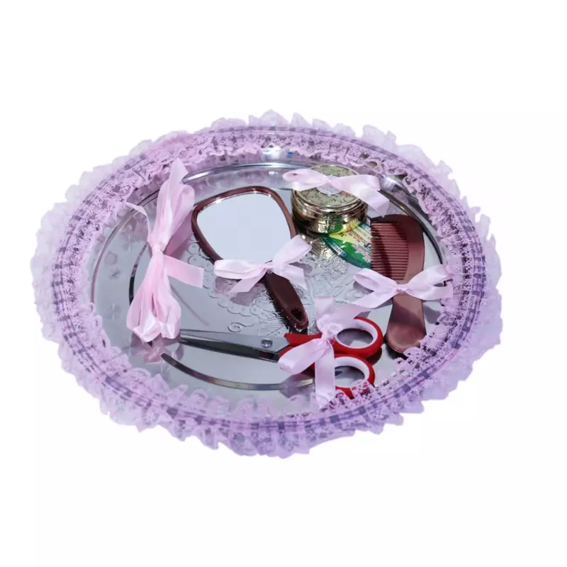 Tavita Turta cu 6 Piese - Inox - 30cm - Roz Deschis  - TPT19