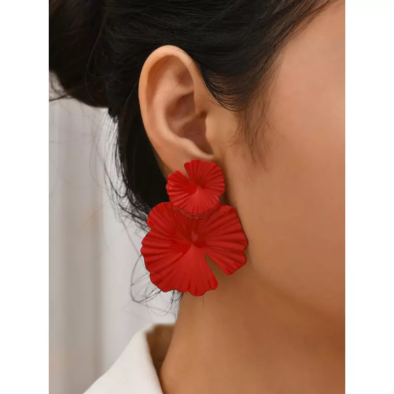 Cercei Rosii Forma Floare - 48434