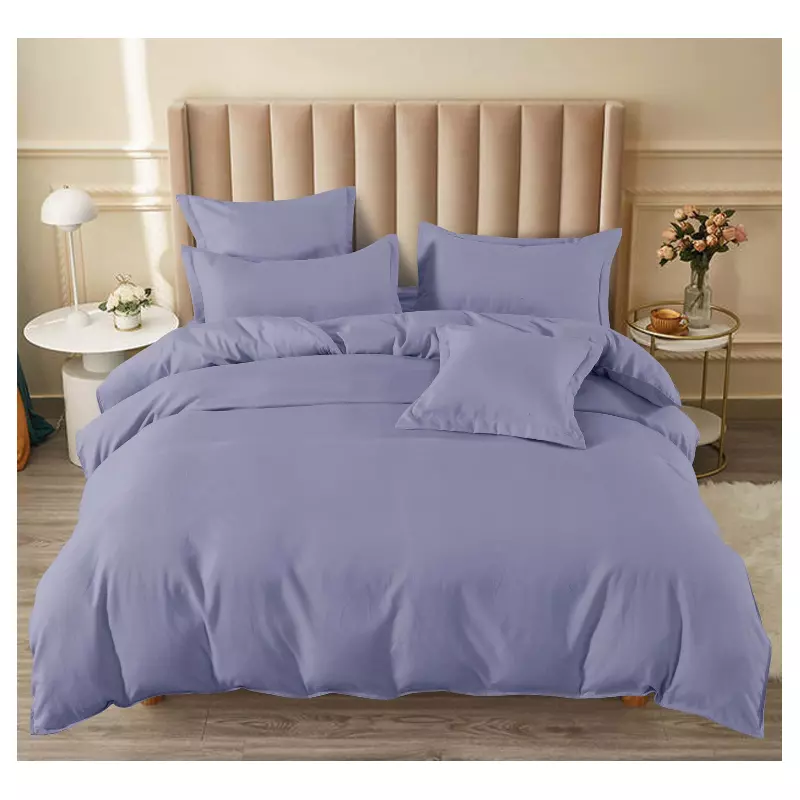 Lenjerie de pat dublu Bumbac Finet 6 Piese cu Elastic, Lavanda Inchis- SIPRT177