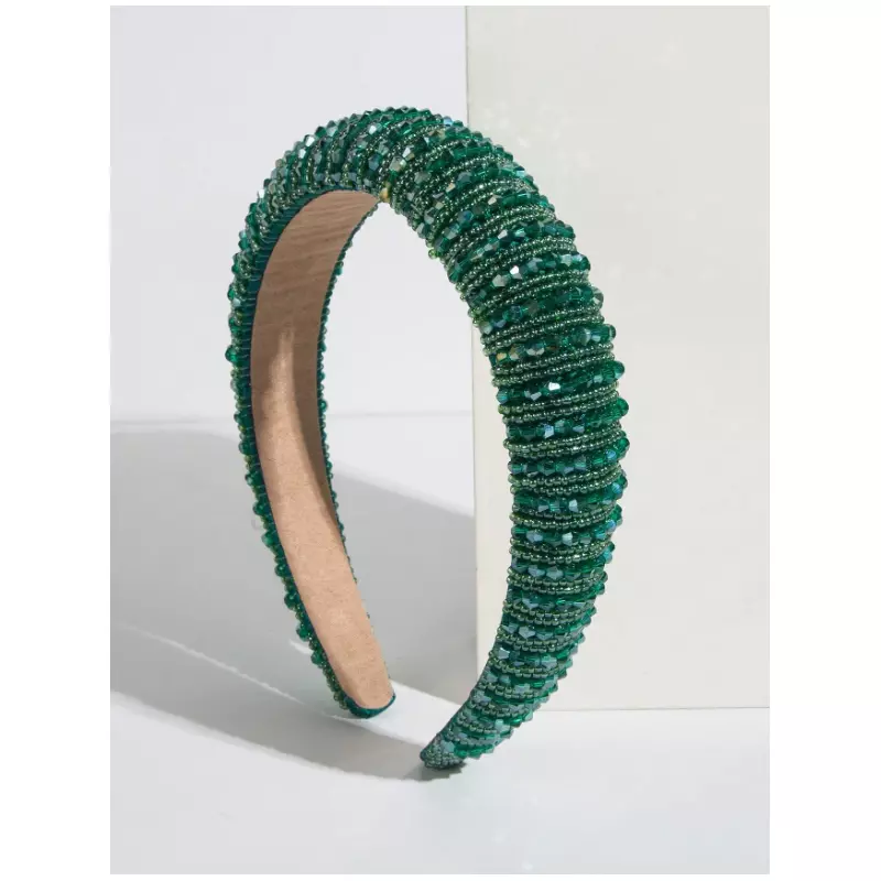 Bentita de Par Decorata cu Cristale, Verde - 97273