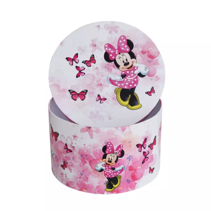 Cutie Transport Trusou Botez, Model Minnie Mouse Roz cu Fluturi - CTB02