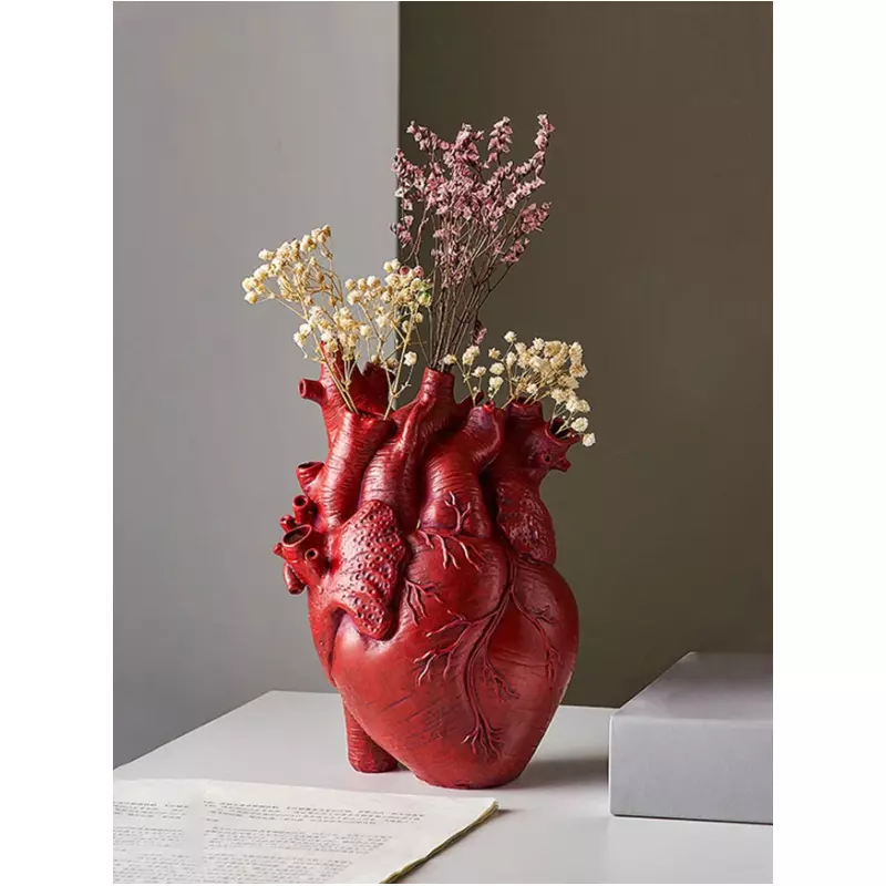 Vaza Decorativa în forma de Inima, Rosu, 17x13cm - 44880