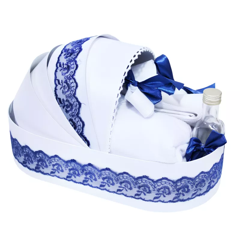 Trusou Botez tip Landou cu 6 piese  - Alb-Bleumarin - 