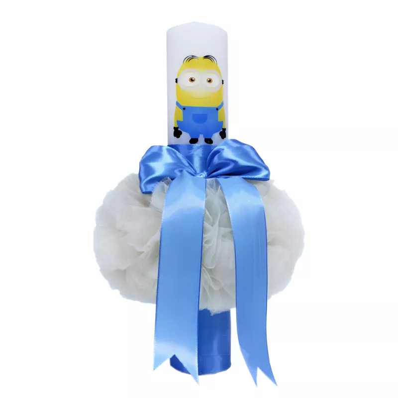 Lumanare Botez cu Minion Bleu-Crem  - LB45