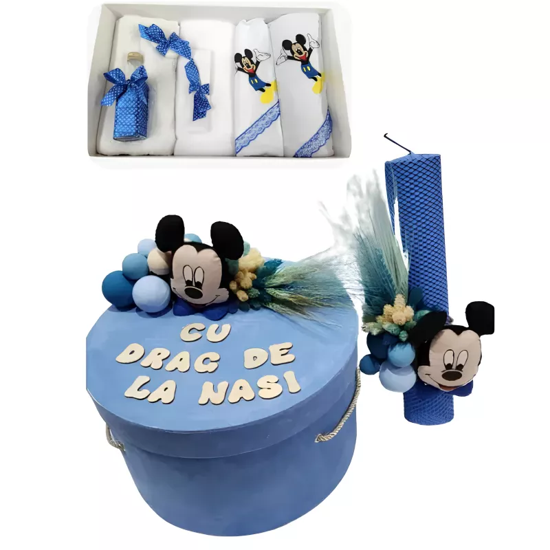 Trusou botez, 9 Piese cu Mickey Mouse din Catifea-  BAB161