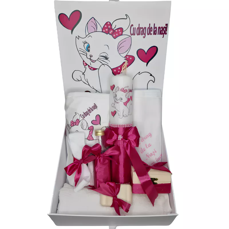Trusou Botez, 9 Piese Brodate, Model Pisicuta Marie  - BTC7