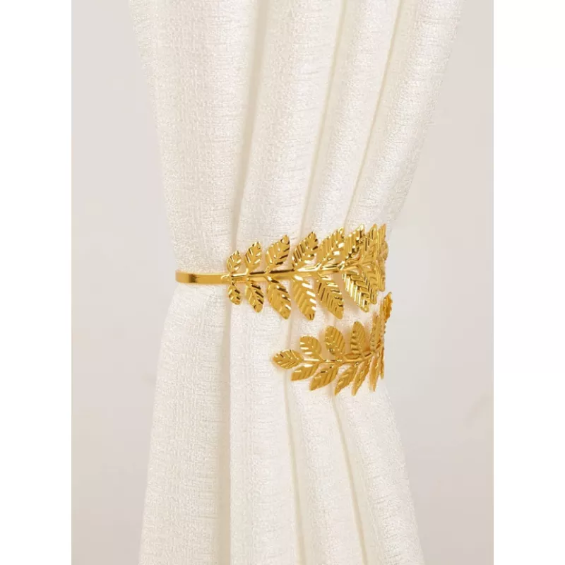 Set 2 Accesorii Decorative tip Frunza Aurie, pentru Draperii si Perdele - 66656