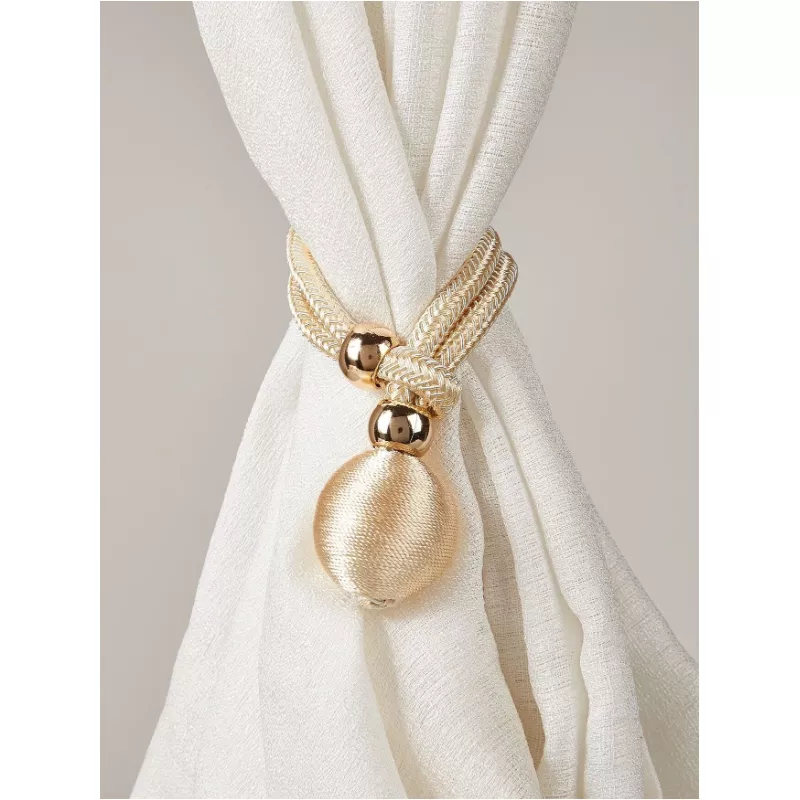 Set 2 accesorii decorative aurii, snur si bila, pentru draperii si perdele - 26368