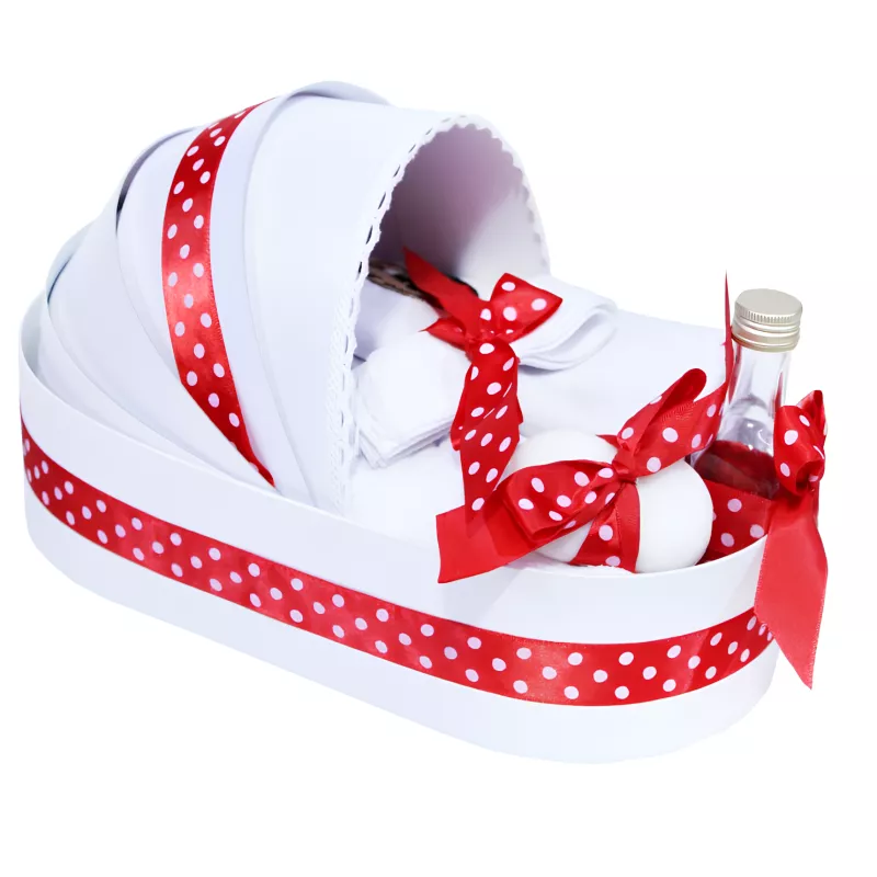 Trusou Botez tip Landou cu 6 piese  - Alb-Rosu - 