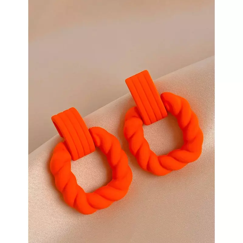 Cercei de vara geometrici, portocaliu neon - 58300